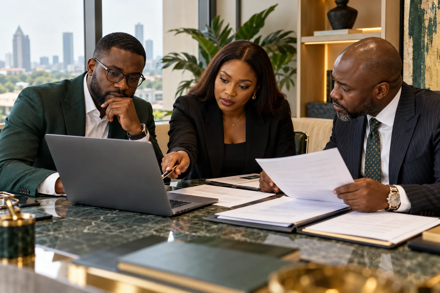 Professionals discussing property findings